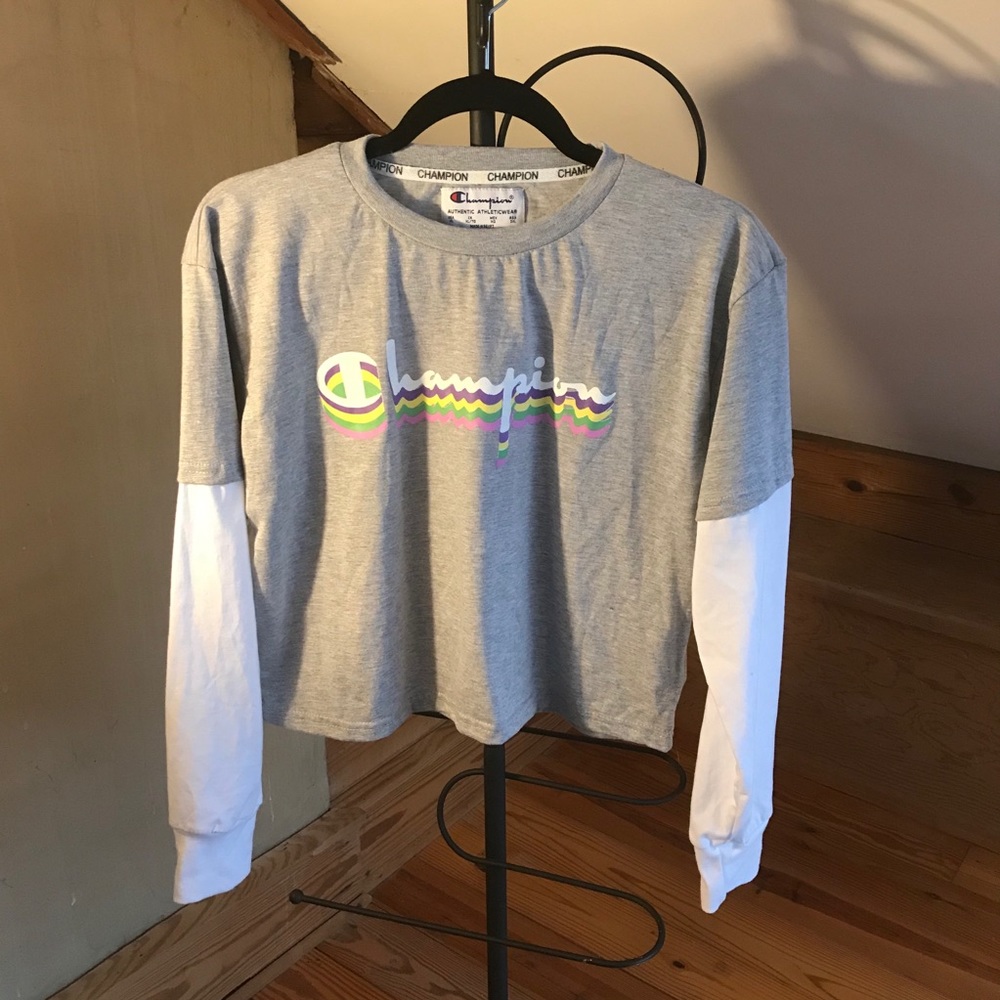 Champion Gray Long Sleeve T-Shirt, EUC, XL - Picture 1 of 14